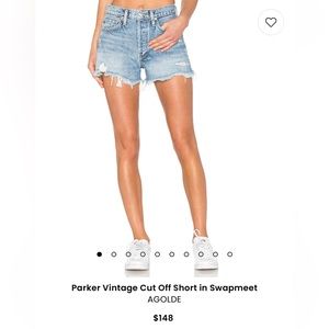 AGOLDE Parker Vintage cut off jean shorts Swapmeet Blue distressed denim short